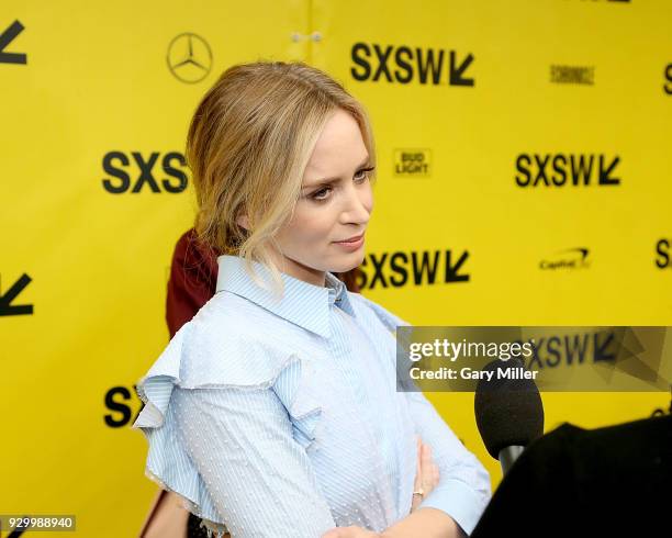 Emily Blunt atrends the screening of "A Quiet Place" during the South By Southwest Conference and Festivals at the Paramount Theatre on March 9, 2018...