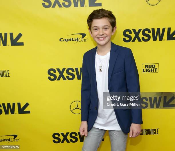 Noah Jupe attends the screening of "A Quiet Place" during the South By Southwest Conference and Festivals at the Paramount Theatre on March 9, 2018...