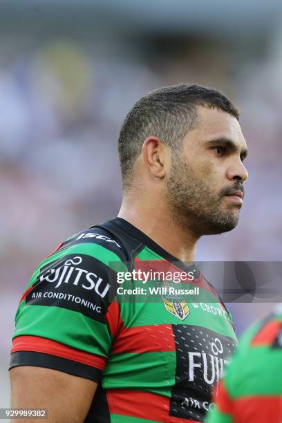 Greg Inglis of the Rabbitohs during the round one NRL match between the South Sydney Rabbitohs and the New Zealand Warriors at Perth Stadium on March...