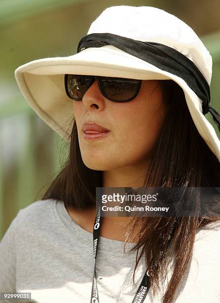 Tennis player Ana Ivanovic of Serbia, the girlfriend of Adam Scott of Australia watches him play during round one of the 2009 Australian Masters at...