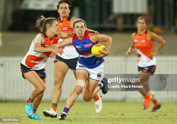 Naomi Ferres of the Bulldogs in action during the round six AFLW match between the Greater Western Sydney Giants and the Western Bulldogs at UNSW...