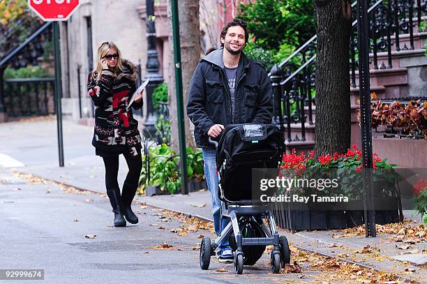 Addie Lane and Jeremy Sisto are seen with their daughter Charlie Sisto in the West Village on November 11, 2009 in New York City.