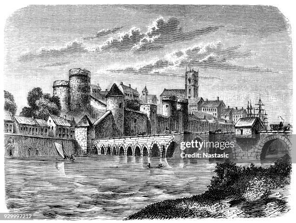 ansicht von limerick in irland - verwaltungsbezirk county limerick stock-grafiken, -clipart, -cartoons und -symbole