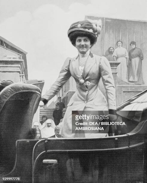 Queen Elena of Savoy visiting the hospital in Reggio Calabria Italy, from L'Illustrazione Italiana, Year XXXVII, No 24, June 12, 1910.