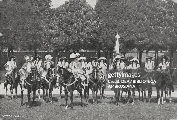 The Piedmontese quadrille at the historic tournament at Teatro Regio, inauguration of the monument to Amedeo di Savoia, Turin, May 7 Italy, photo by...