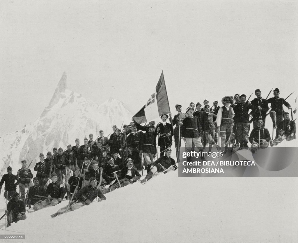 XLII Company of Alpini Corps on snow of Mont Blanc