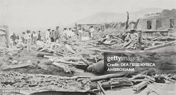 First aid in Saint-Pierre after the eruption of Mount Pelee, which took place on May 8 Martinique, photo by Valerian Gribayedoff , from...