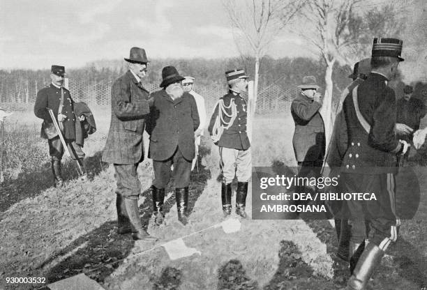 King Gustav V of Sweden with the French President Armand Fallieres hunting at Rambouillet Castle, November 24 France, from L'Illustrazione Italiana,...