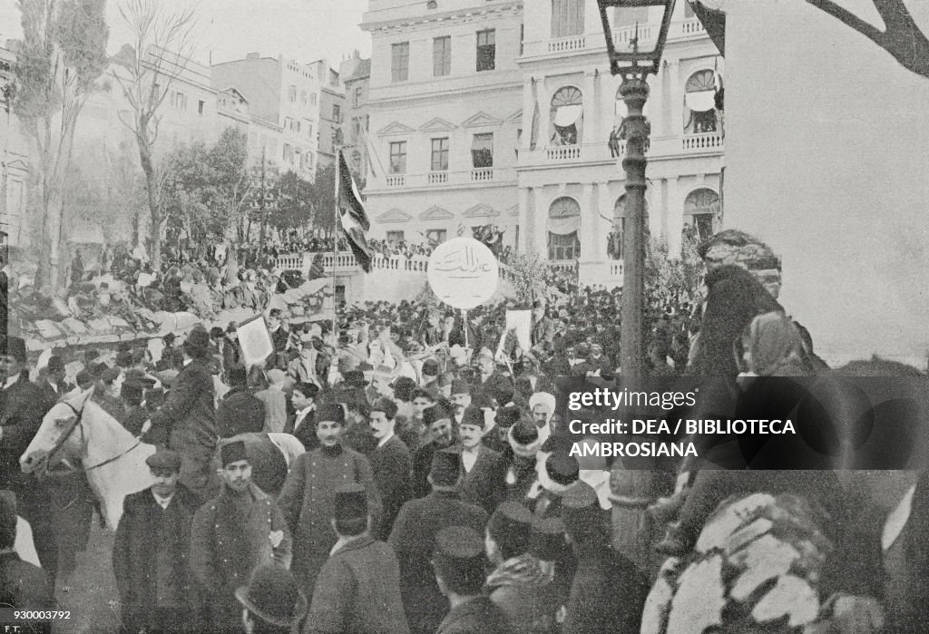 Crowds gathered outside Sublime Porte, Istanbul