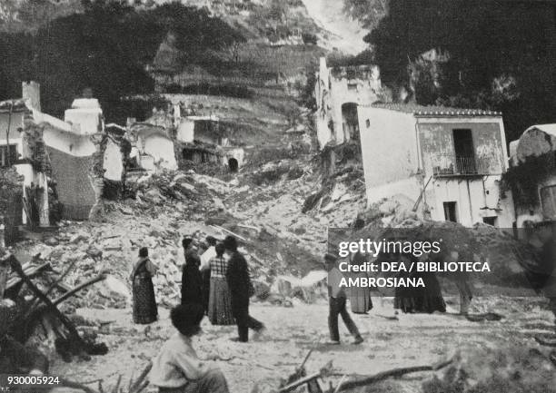 The ruins in the district Turiello in Cetara after the flood of October 24 Italy, from L'Illustrazione Italiana, Year XXXVII, No 45, November 6, 1910.