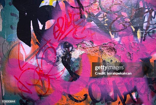 graffiti on a wall, taksim, istanbul, turkey - pink paint stock pictures, royalty-free photos & images