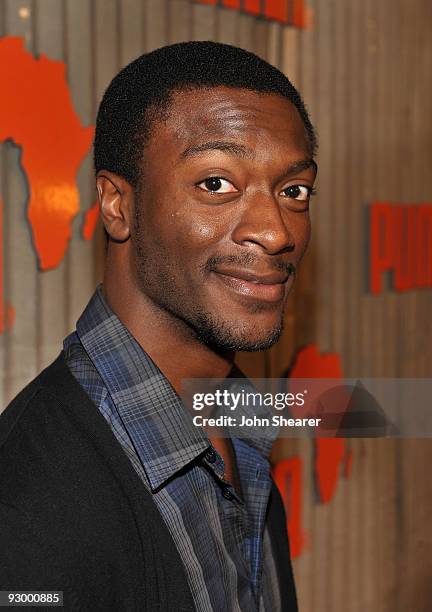 Actor Aldis Hodge arrives at The African Bazaar presented by PUMA held at the Historic 5410 Wilshire Building on November 11, 2009 in Los Angeles,...