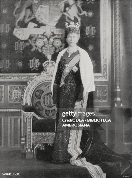 Queen Mary of Teck , wife of King George V of the United Kingdom, photograph by M D Downey, from L'Illustrazione Italiana, Year XXXVIII, No 8,...