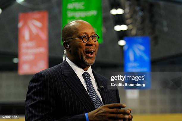 Ron Kirk, U.S. Trade representative, speaks on the sidelines of the Asia-Pacific Economic Cooperation summit, in Singapore, on Thursday, Nov. 12,...