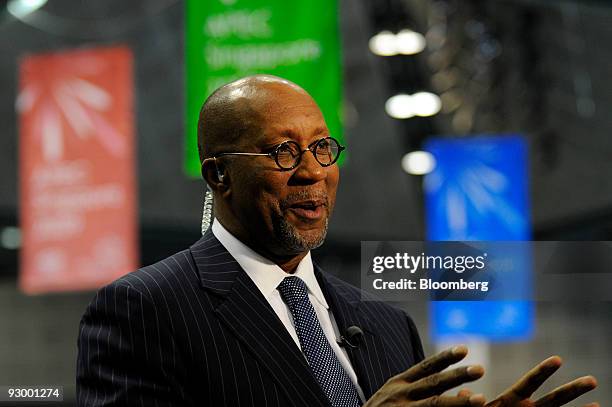 Ron Kirk, U.S. Trade representative, speaks on the sidelines of the Asia-Pacific Economic Cooperation summit, in Singapore, on Thursday, Nov. 12,...