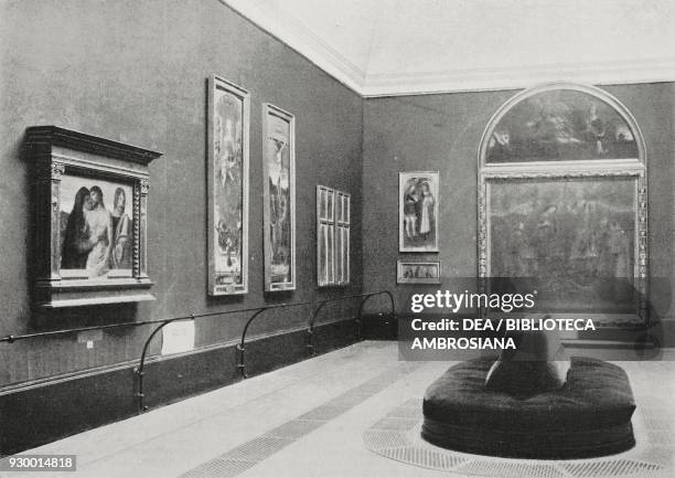 The Giambellino and Carlo Crivelli room, Pinacoteca di Brera after its reorganisation, Milan, Italy, photograph by Treves, from L'Illustrazione...
