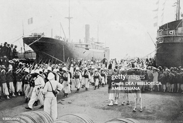 French troops landing in Casablanca, August 6 Morocco, photograph by M Branger, from L'Illustrazione Italiana, Year XXXIV, No 33, August 18, 1907.