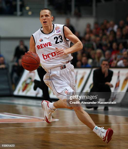 Casey Jacobsen of Bamberg in action during the Basketball Bundesliga match between Brose Baskets Bamberg and Telekom Baskets Bonn at the Jako Arena...