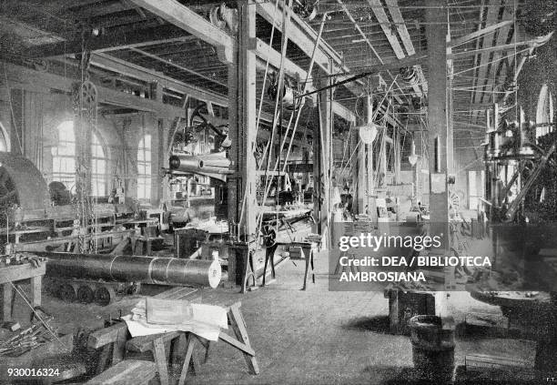 Interior of Thomas Edison's workshops in West Orange, New Jersey, United States of America, from L'Illustrazione Italiana, Year XXXIV, No 46,...