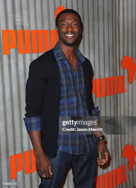 Actor Aldis Hodge arrives at The African Bazaar presented by PUMA held at the Historic 5410 Wilshire Building on November 11, 2009 in Los Angeles,...