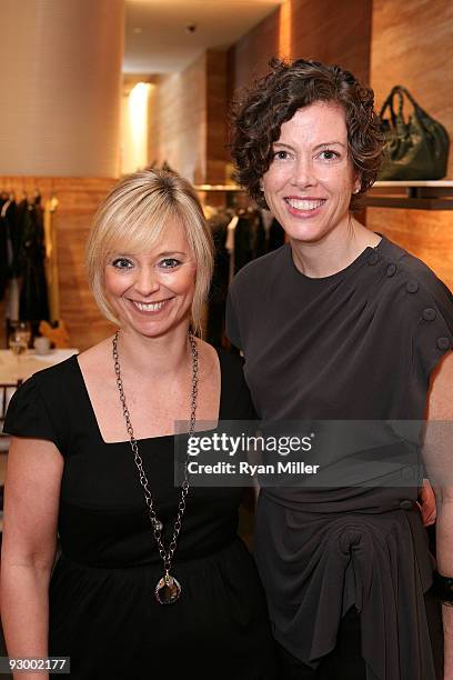 Executive Fashion and Beauty Editor Avril Graham and Fendi President Stacy Van Praagh pose during a luncheon to celebrate the launch of Harper's...