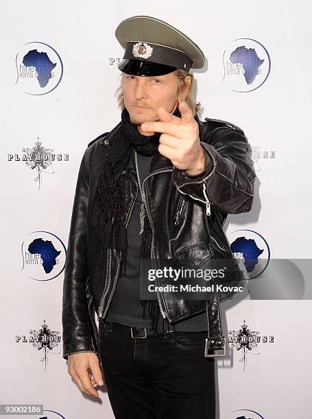 Drummer Matt Sorum of Velvet Revolver arrives at the Shine On Sierra Leone Foundation Benefit at The Playhouse on November 11, 2009 in Hollywood,...