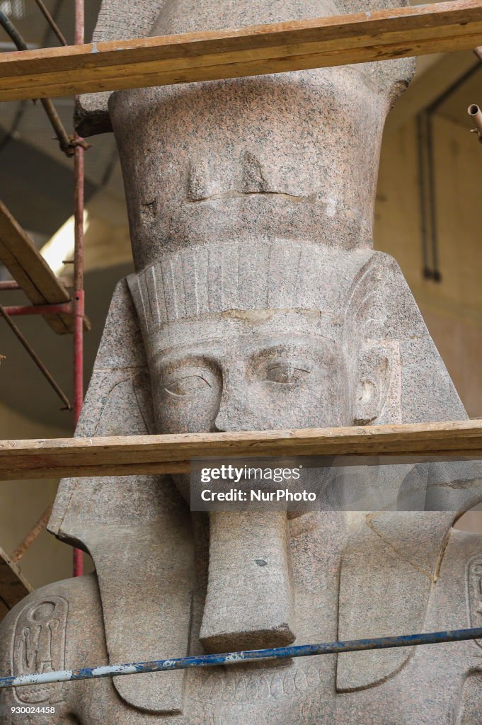 Granite statue of Ramses II restored in Giza