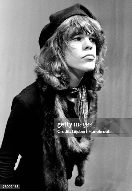 David Johansen from The New York Dolls performs live on TopPop TV show for AVRO TV at Hilversum Studios on December 06 1973