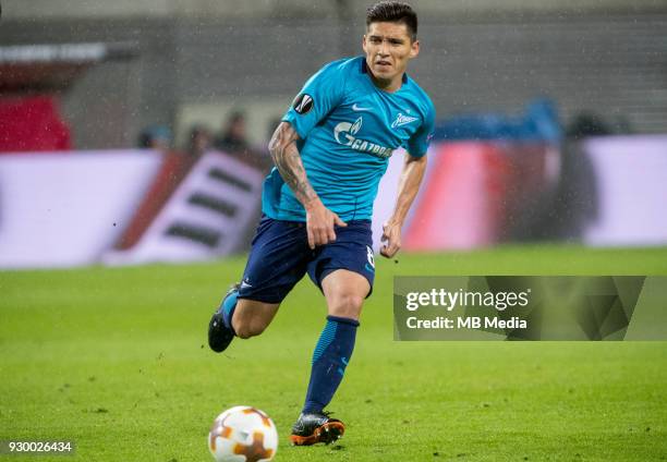 Europa League Round of 16, First leg. Football match at RB Arena: RB Leipzig 2 - 1 Zenit . Zenit St Petersburg's Matias Kranevitter.