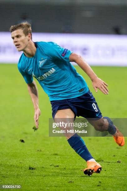 Europa League Round of 16, First leg. Football match at RB Arena: RB Leipzig 2 - 1 Zenit . Zenit St Petersburg's Aleksander Kokorin.