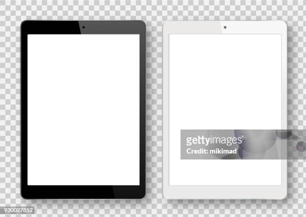 black and white digital tablet - plain background stock illustrations