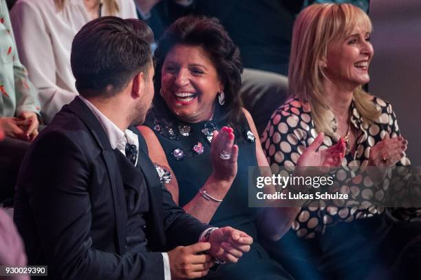 Babette Albrecht smiles during the pre-show 'Wer tanzt mit wem? Die grosse Kennenlernshow' of the television competition 'Let's Dance' on March 9,...