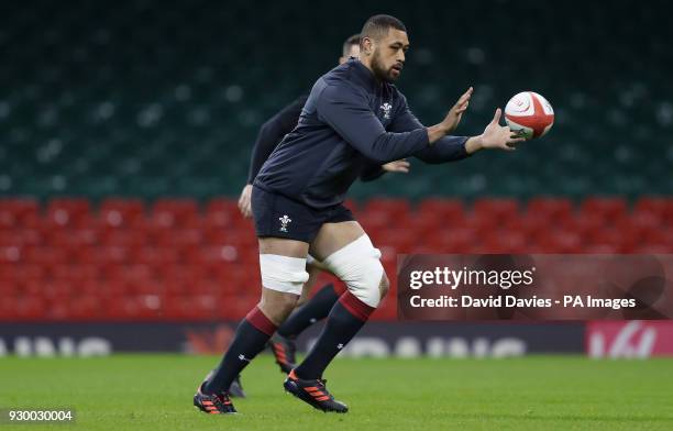 Wales captain Taulupe Faletau during the captain's run at the Principality Stadium, Cardiff.