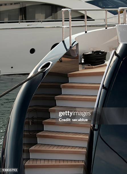 super yacht stairs - teak wood material stock pictures, royalty-free photos & images