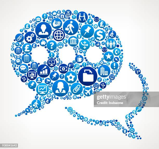speech bubbles business and finance blue icon pattern - round conference table stock illustrations