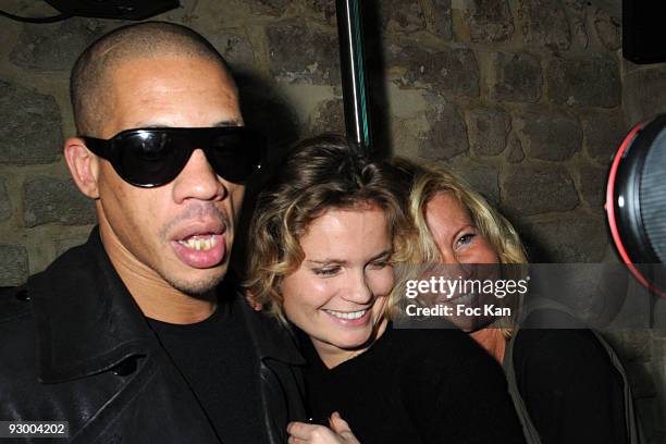 Singer Joey Starr, Actress Sarah Biasini and Actress Fiona Gelin attend the Joey Starr Birthday Party at the O Mantra Club on October 31, 2008 in...