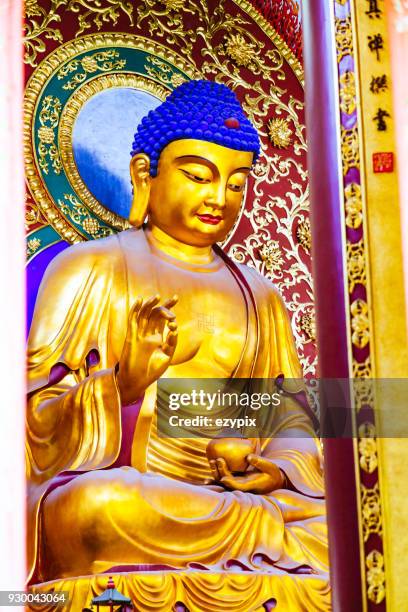 golden maitreya buddha, lingyin temple in hangzhou - jiangyin stock pictures, royalty-free photos & images