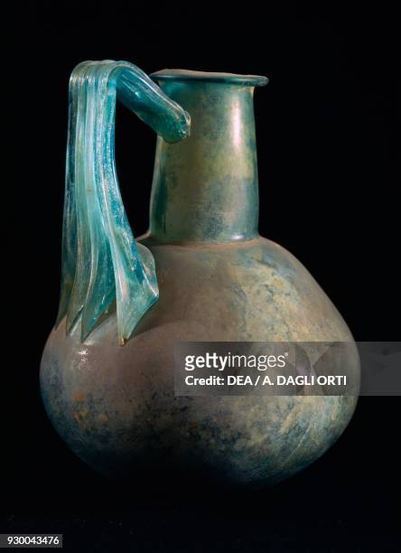 Glass burial vase, containing ashes, Roman civilization, Veneto, Italy.