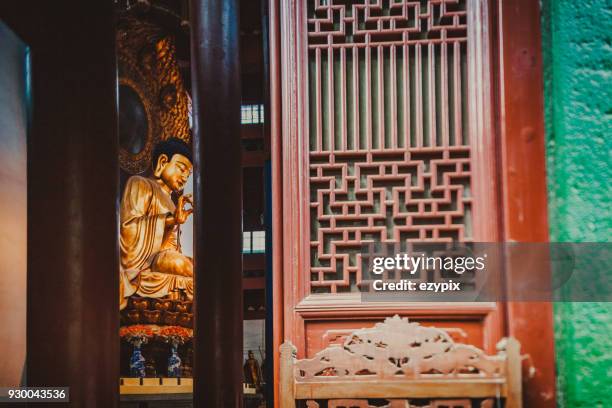 golden maitreya buddha, lingyin temple in hangzhou - jiangyin stock pictures, royalty-free photos & images