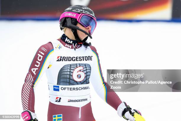 Frida Hansdotter of Sweden takes 3rd place during the Audi FIS Alpine Ski World Cup Women's Slalom on March 10, 2018 in Ofterschwang, Germany.