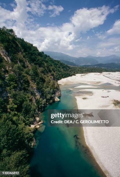 The Tagliamento river at Spilimbergo, Friuli-Venezia Giulia, Italy.