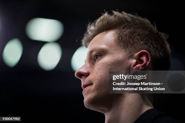 Alexey Erokhov of Russia prepares in the Junior Men's Free Skating during the World Junior Figure Skating Championships at Arena Armeec on March 10,...