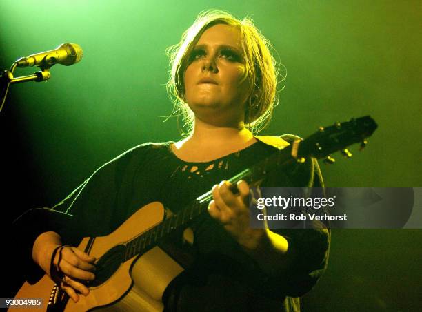 Adele performs on stage at the Heineken Music Hall on April 17th 2009 in Amsterdam, Netherlands.