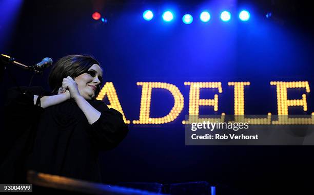 Adele performs on stage at the Heineken Music Hall on April 17th 2009 in Amsterdam, Netherlands.