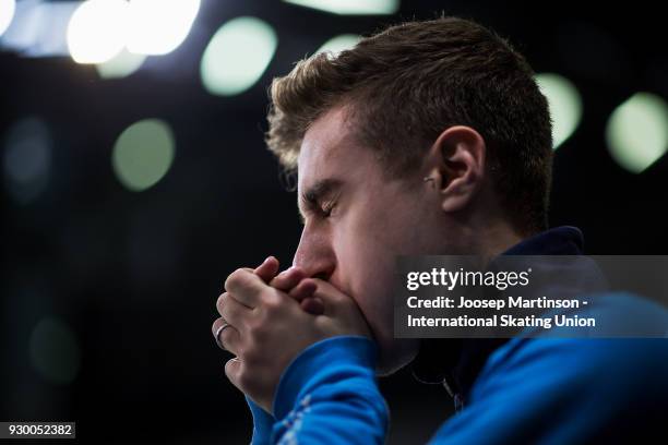 Matteo Rizzo of Italy prepares in the Junior Men's Free Skating during the World Junior Figure Skating Championships at Arena Armeec on March 10,...