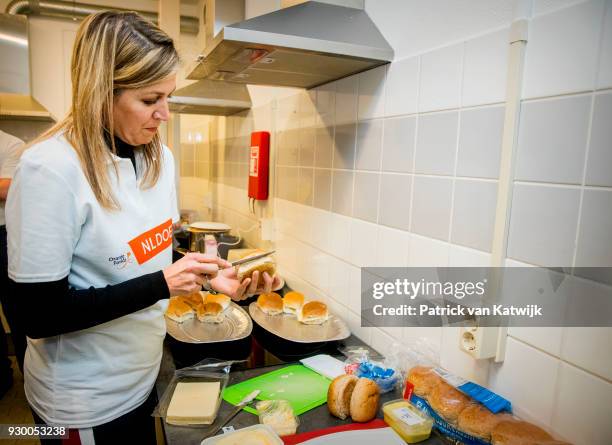 King Willem-alexander of The Netherlands and Queen Maxima of The Netherlands volunteer during the NL Doet at residential care centre 't Hofland in...