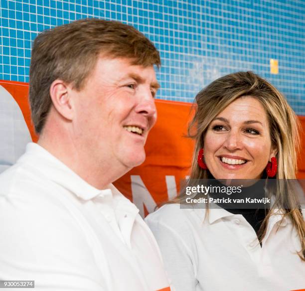 King Willem-alexander of The Netherlands and Queen Maxima of The Netherlands volunteer during the NL Doet at residential care centre 't Hofland in...