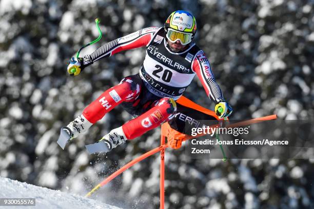 Manuel Osborne-paradis of Canada competes during the Audi FIS Alpine Ski World Cup Men's Downhill on March 10, 2018 in Kvitfjell, Norway.