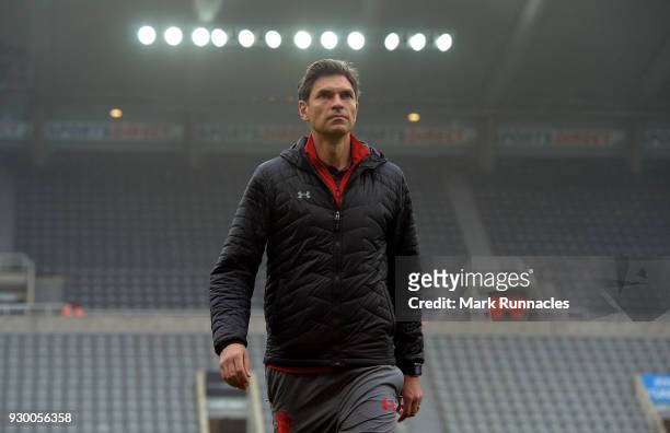 Mauricio Pellegrino, Manager of Southampton takes a look around the pitch prior to the Premier League match between Newcastle United and Southampton...