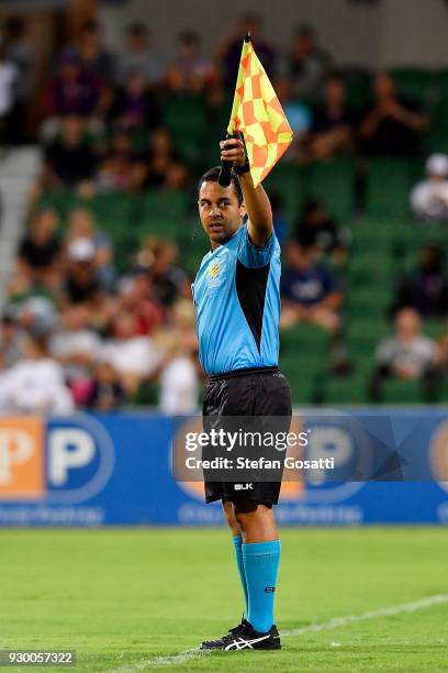 Assistant Referee Scott Edeling during the round 22 A-League match between the Perth Glory and the Central Coast Mariners at nib Stadium on March 10,...